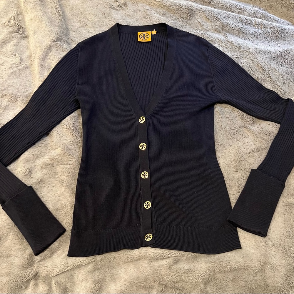 Tory Burch Ribbed Cotton Cardigan